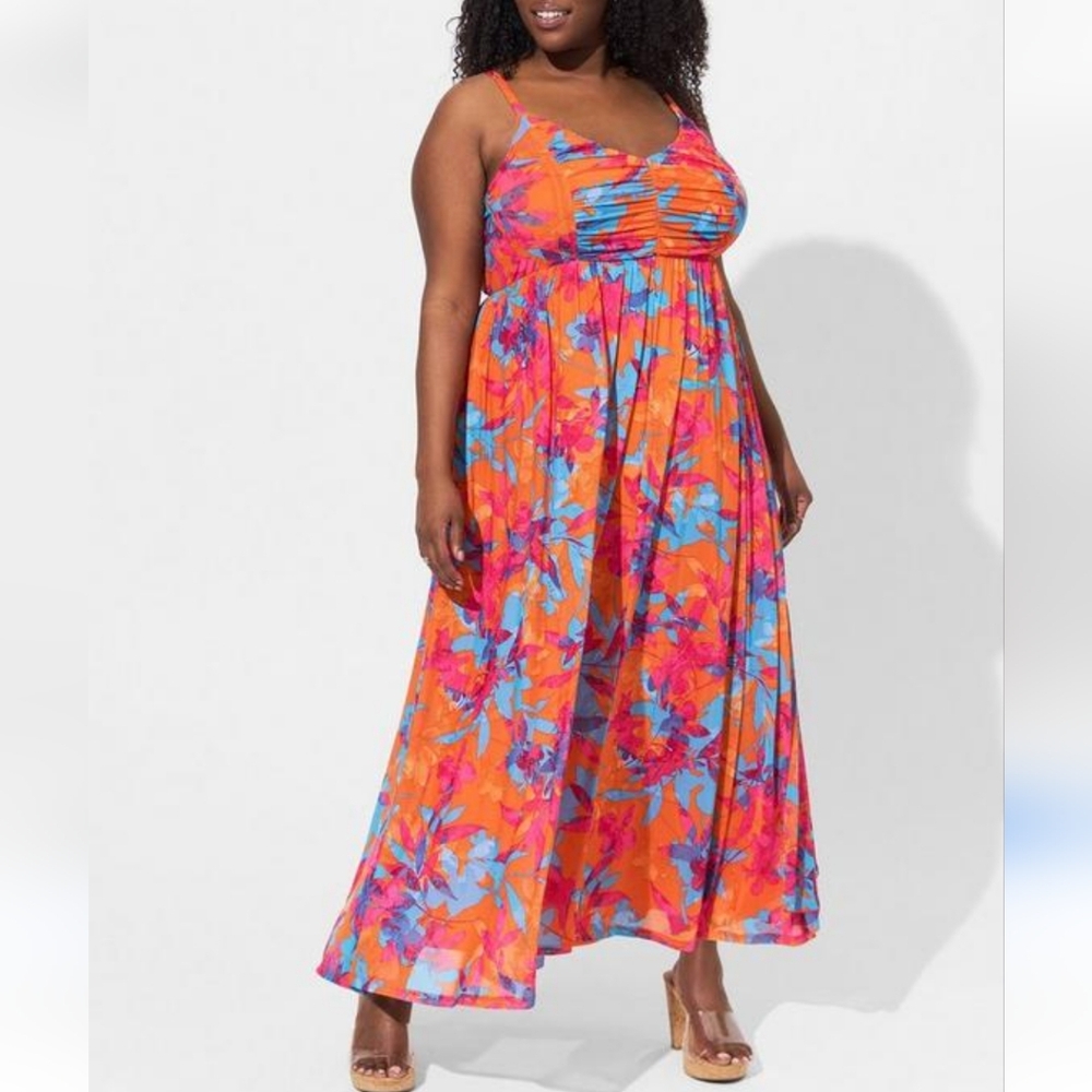 torrid Orange Multicolor Floral Maxi Dress